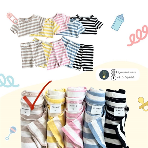 Rangubebe Đồ bộ sọc Beige size XS