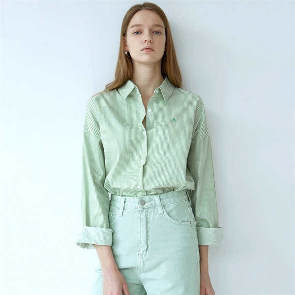 Nicknicole STRIPED REGULAR SHIRT_GREEN
