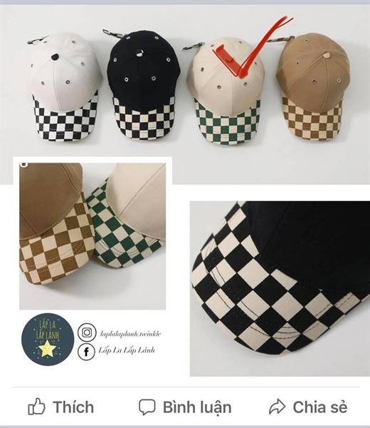 Rangubebe Nón lưỡi trai caro Xanh lá