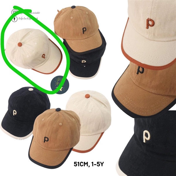 Rangubebe Nón chữ P màu Ivory