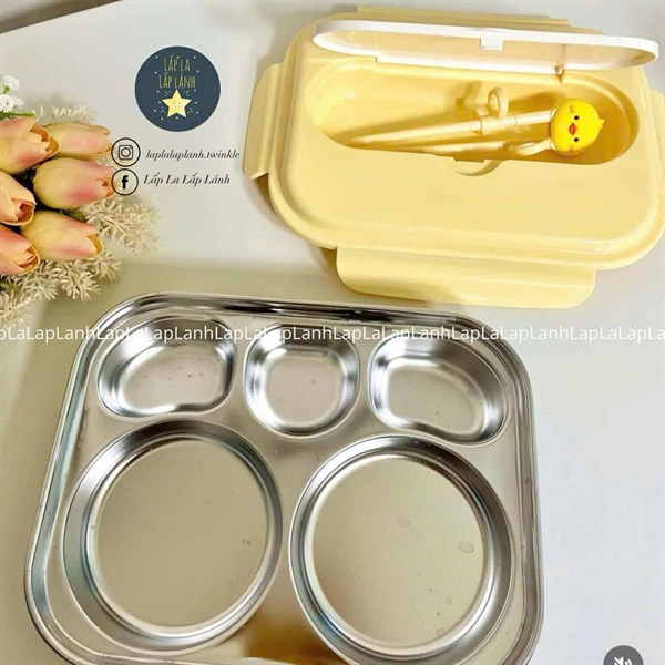 Edison Set muỗng nĩa đũa tập gắp Figure Vịt vàng kèm hộp