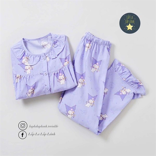 Spaokids Set pyjama Kuromi dài tay cổ bèo size 130