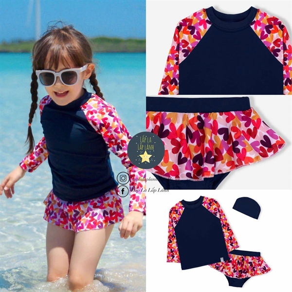 Bayb Set đồ bơi 3p Đen tay hoa size M