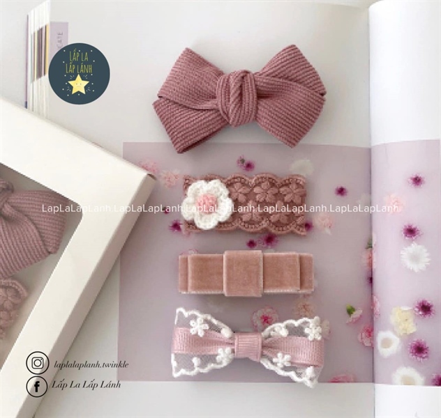 ReinaJ Set kẹp nơ nhung A29