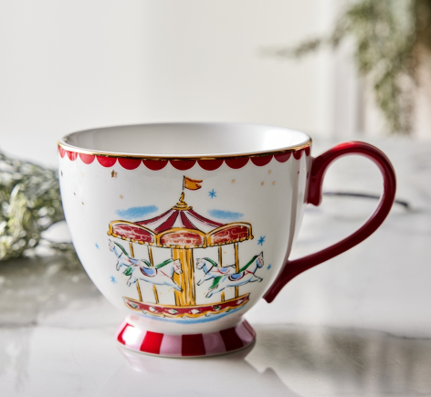 Modernhouse Ly sứ hoạ tiết đu ngựa viền đỏ