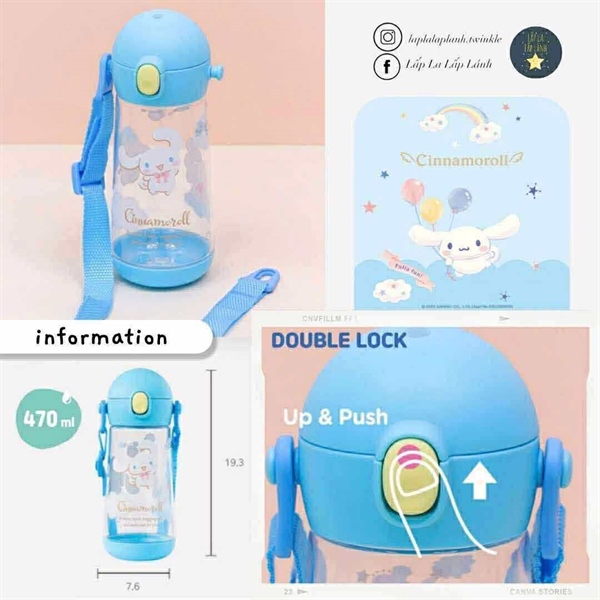 Lilfant Bình nước không ống hút 470mL Cinnamoroll