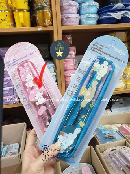 Lilfant Set muỗng đũa My melody kèm hộp trong suốt