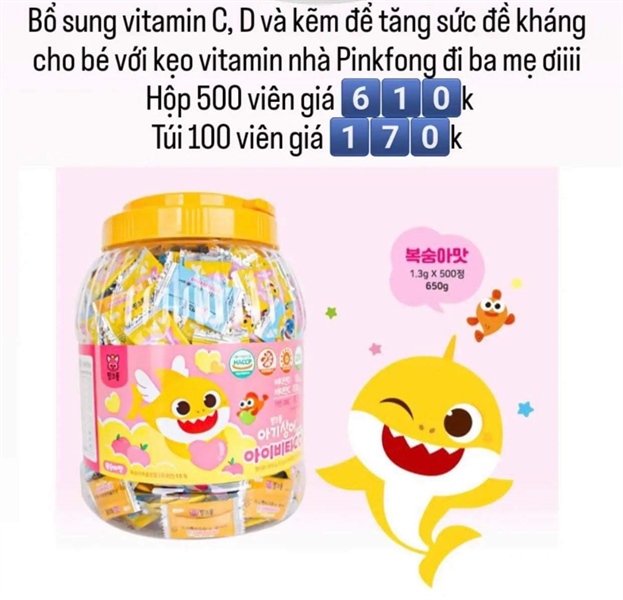 Pinkfong Kẹo vitamin dạng hũ 18 viên