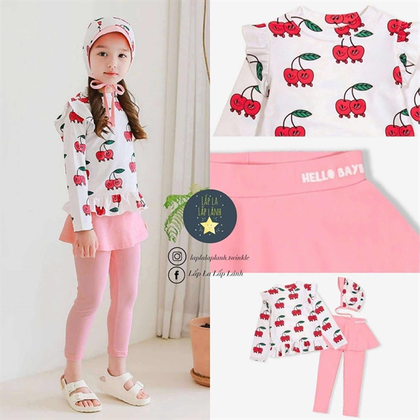 Bayb Set đồ bơi 3p màu hồng Tulip