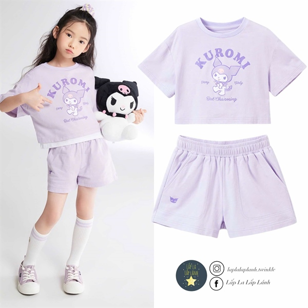Spaokids Đồ bộ Kuromi cotton ngắn tay size 110