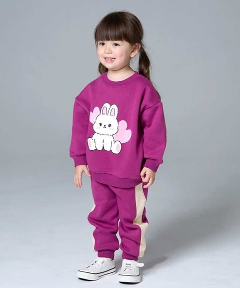 Kidscomo Đồ bộ Gấu trắng nền tím vải nỉ size 9 size 5-6 y