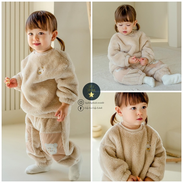 Happyprince Set áo quần lông gấu size 90
