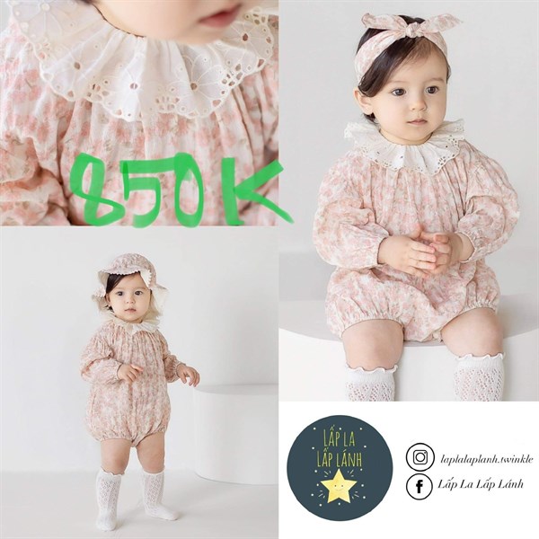Happy Prince Romper hoa hồng cổ ren bèo