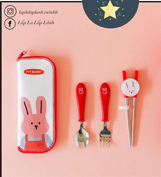 Dailylike Set muỗng nĩa đũa tập gắp Thỏ