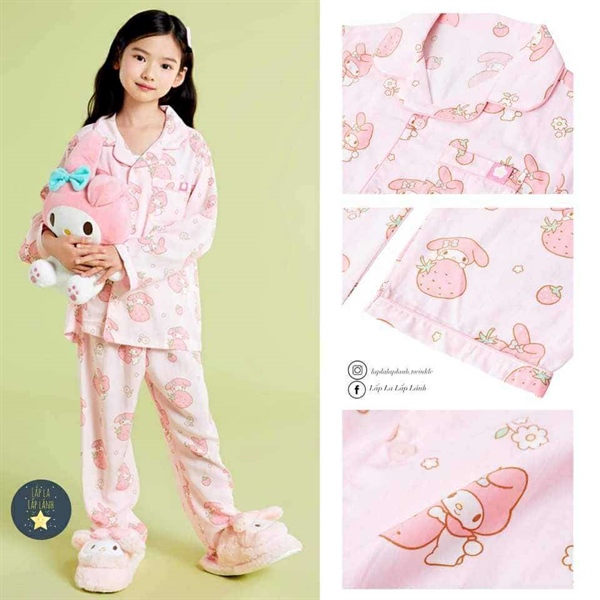 Spaokids Set pyjama Melody dài tay cổ V size 120