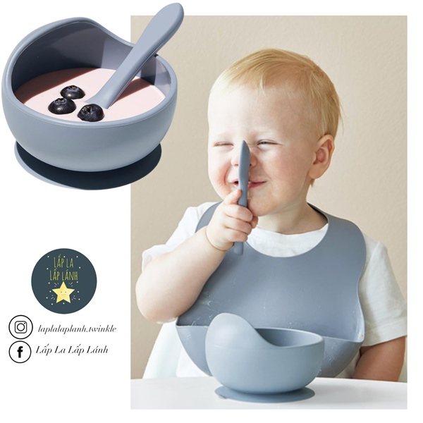 Coaacoaa Set chén muỗng silicone Blue