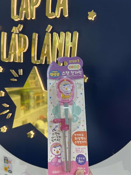 Edison Đũa tập gắp Pororo Hồng 3y+