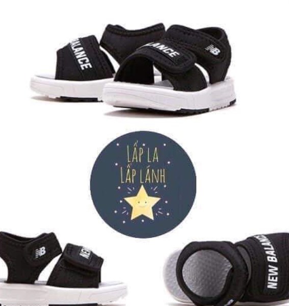 NewBalance Sandals Đen quai dán bản to, nền Trắng size 160