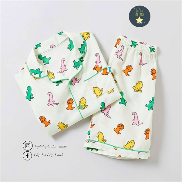 Spaokids Set pyjama khủng long ngắn tay size 160