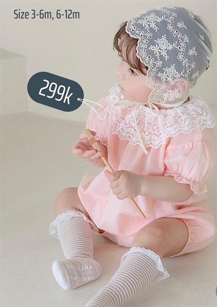 Happyprince Bodysuit hồng ren size 3-6m