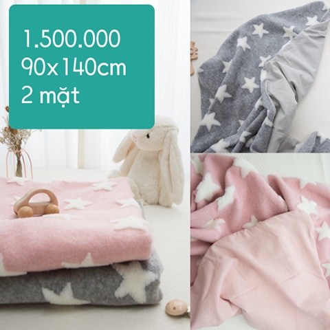 Naturestitch Chăn Lông 2 Mặt Họa Tiết Ngôi Sao Nền Hồng 90x140cm