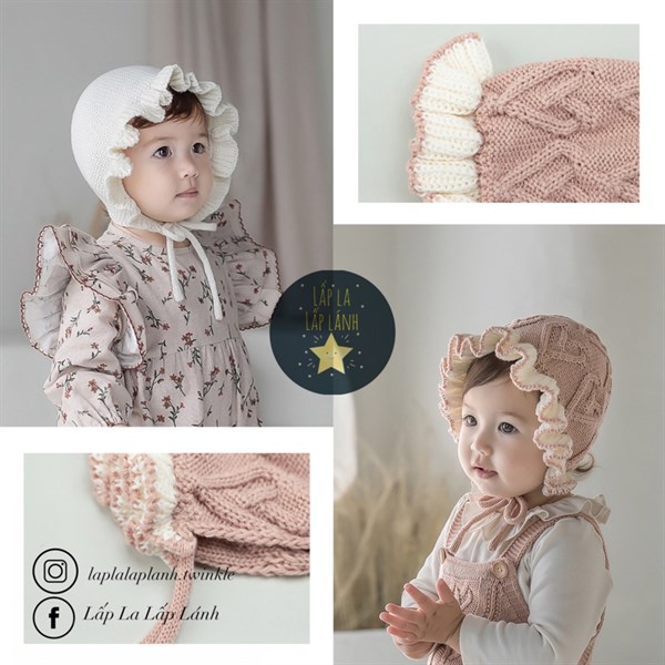 Happy Prince Nón len dây buộc Trái tim nổi, viền bèo