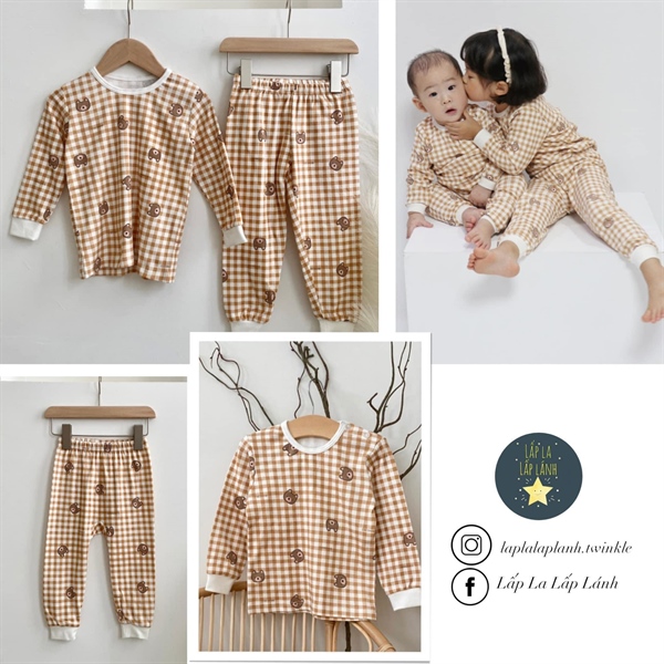 Cocohani Đồ bộ sọc Nâu gấu size 110
