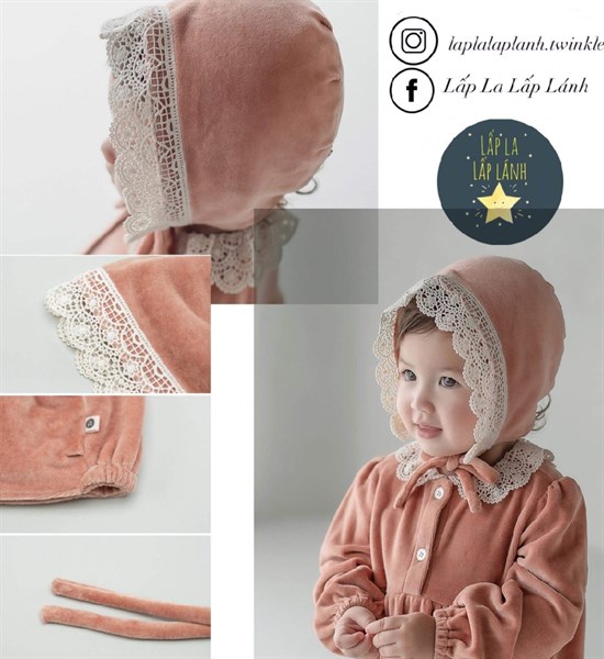 Happy Prince Nón nhung đỏ cam đính ren