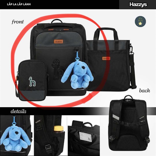 Hazzys Balo HUS60UP03M_BK Đen