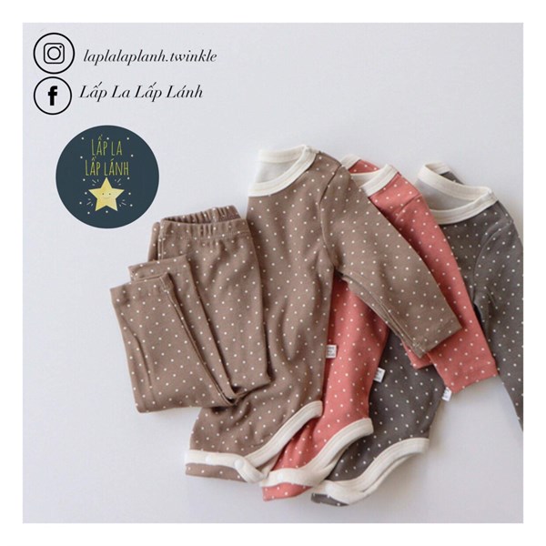 Peekaboo Bodysuit kèm quần Chấm bi Xám size 3m