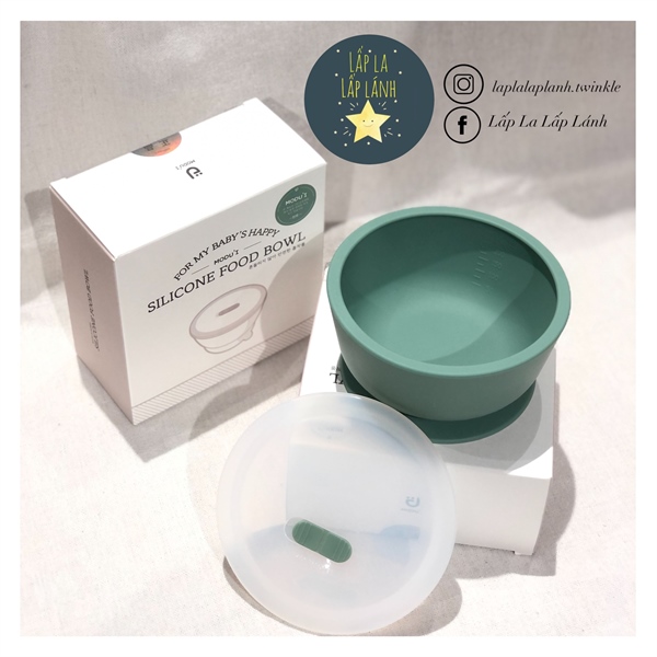 Modui Chén Silicone Có Nắp Xanh lá