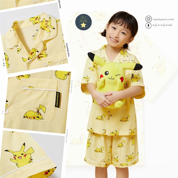 Spaokids Set pyjama Pikachu ngắn tay size 110