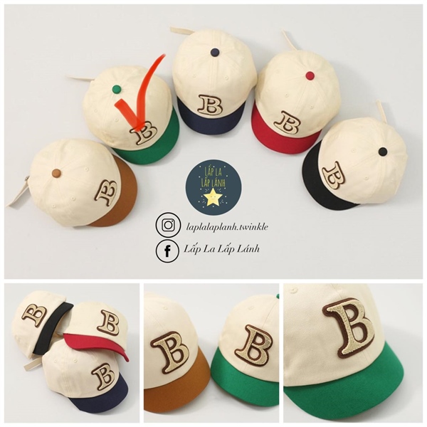 Rangubebe Nón lưỡi trai chữ B Trắng Đỏ