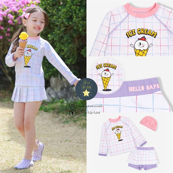 BayB Set đồ bơi 3p Caro cổ hồng size XL