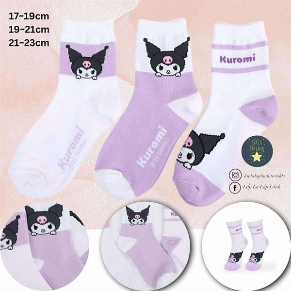 Renoma Set vớ 3p Kuromi Cube 19~21cm