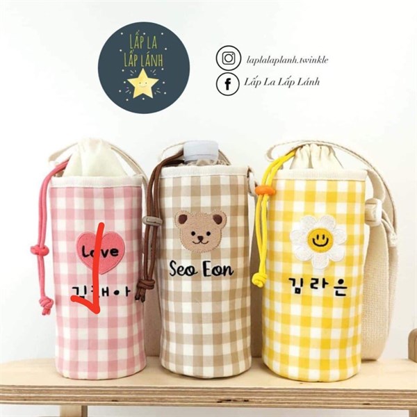 Túi giữ nhiệt thêu tên họa tiết