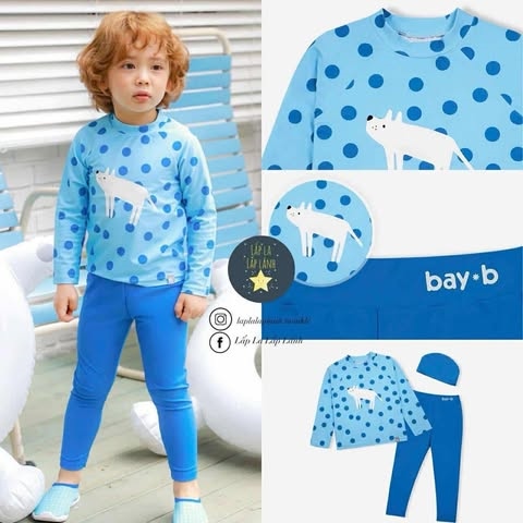 Bayb Set đồ bơi Xanh chấm bi 3p size XL