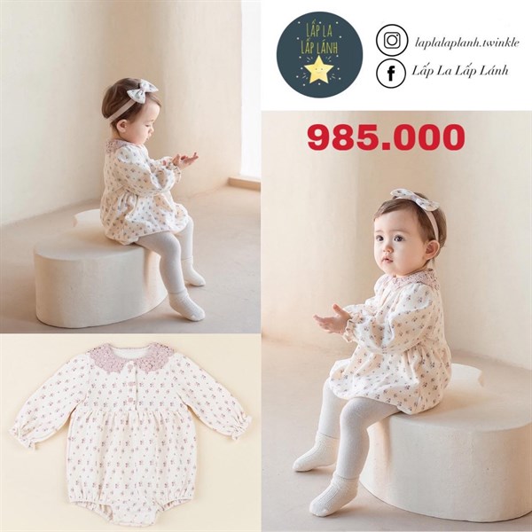 Happy Prince Romper Trắng cổ Hoa Pink