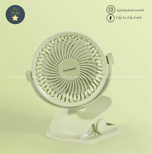 Donodono Muteon Quạt kẹp xe đẩy màu Xanh Lá
