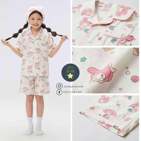 Spaokids Pyjama SPPPF25KU1 tay ngắn cổ V Melody size 150