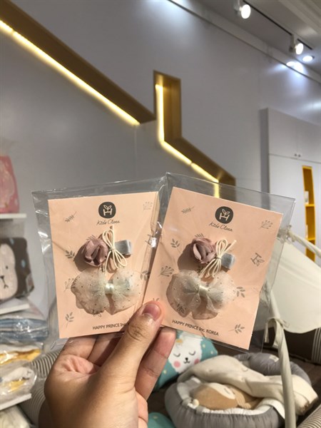 HappyPrince Kẹp tóc-Nơ (chấm vàng) Hoa Xanh Nâu
