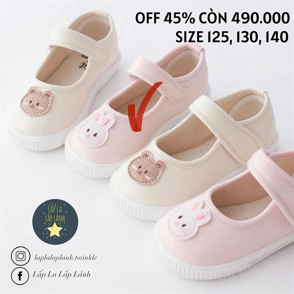 Petitshoes Giày búp bê thỏ hồng size 140