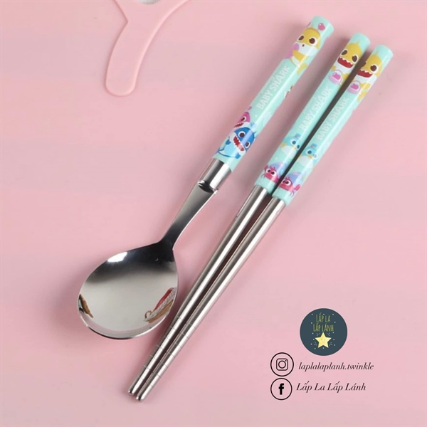 Pinkfong Set muỗng đũa Babyshark Xanh