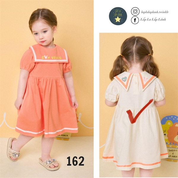 Mollimelli Đầm kem viền cam