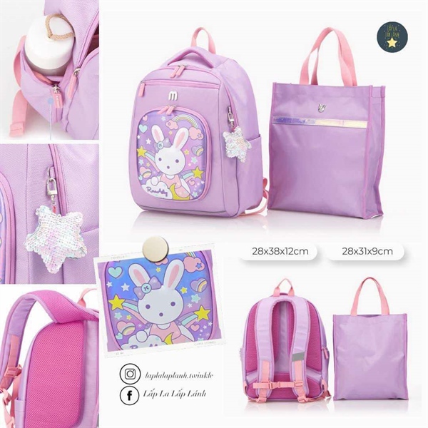 Winghouse Balo thỏ trắng nền tím kèm túi MA1090
