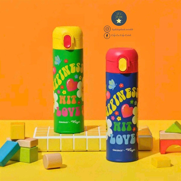 Glasslock Bình giữ nhiệt Wiggle Blue