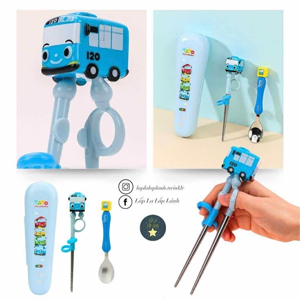 Lilfant Set muỗng đũa tập gắp Tayo kèm hộp