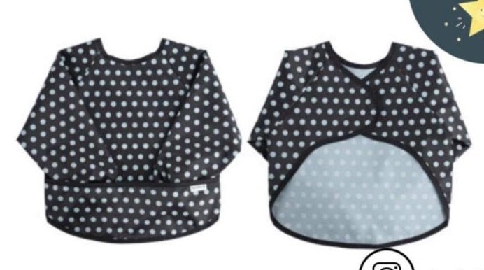 Easyfabric Áo yếm chống thấm Đen chấm bi size M