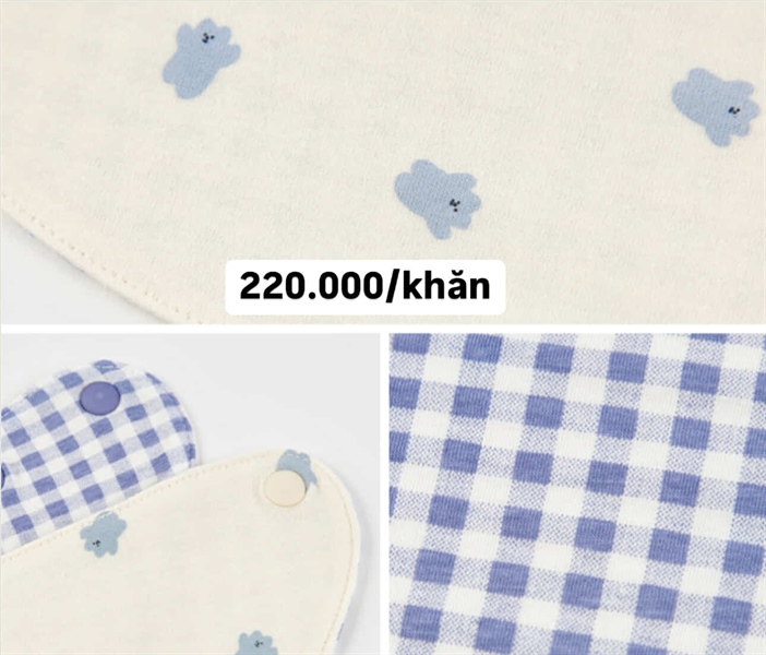 HappyPrince Khăn trắng họa tiết caro xanh