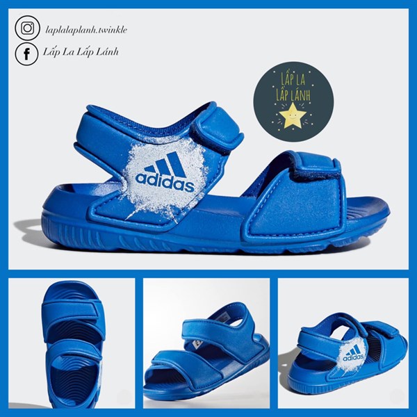 Adidas Sandals Blue Logo Blue nền sơn